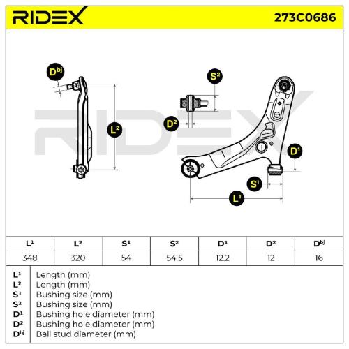 RIDEX 273C0686 Lenker Radaufhängung Querlenker Front links für HYUNDAI i10 (PA) Bild RIDEX 273C0686 Lenker Radaufhängung Querlenker Front links für HYUNDAI i10 (PA)