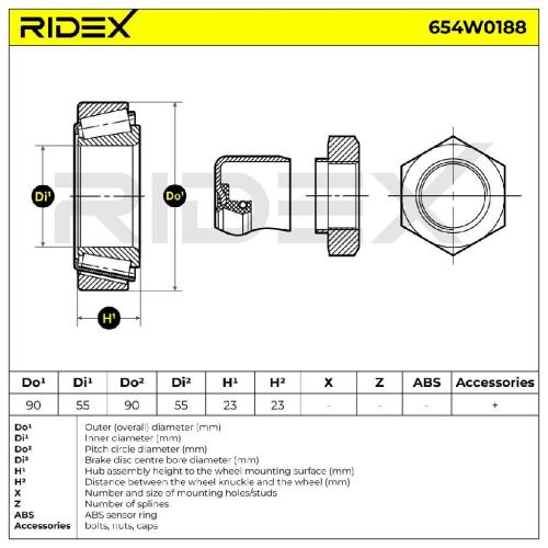 RIDEX 654W0188 Radlagersatz pro 1 Rad Vorne beidseitig für FIAT 1300535080 Bild RIDEX 654W0188 Radlagersatz pro 1 Rad Vorne beidseitig für FIAT 1300535080