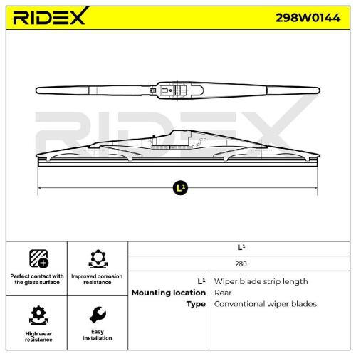 RIDEX 298W0144 Heckscheibenwischer ohne Spoiler Hinten 280mm für JEEP für TOYOTA Bild RIDEX 298W0144 Heckscheibenwischer ohne Spoiler Hinten 280mm für JEEP für TOYOTA