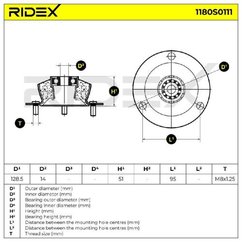 RIDEX 1180S0111 Federbeinstützlager mit Lager Vorne beidseitig für BMW 3 Touring Bild RIDEX 1180S0111 Federbeinstützlager mit Lager Vorne beidseitig für BMW 3 Touring