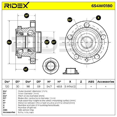 RIDEX 654W0180 Radlagersatz pro 1 Rad Hinten beidseitig Schrägkugellager Bild RIDEX 654W0180 Radlagersatz pro 1 Rad Hinten beidseitig Schrägkugellager