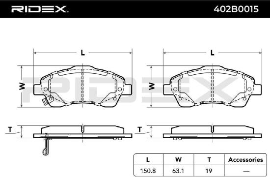 RIDEX Bremsbelagsatz Bremsbeläge Vorne für TOYOTA AVENSIS Kombi (T25) AVENSIS Bild RIDEX Bremsbelagsatz Bremsbeläge Vorne für TOYOTA AVENSIS Kombi (T25) AVENSIS