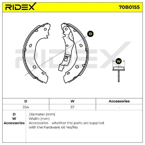 RIDEX Bremsbacken Satz für Trommelbremse Hinten mit Handbremshebel für FIAT Bild RIDEX Bremsbacken Satz für Trommelbremse Hinten mit Handbremshebel für FIAT