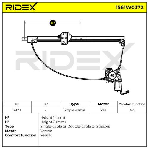 RIDEX 1561W0372 Fensterheber Vorne Elektrisch mit Elektromotor für VW 701837462 Bild RIDEX 1561W0372 Fensterheber Vorne Elektrisch mit Elektromotor für VW 701837462