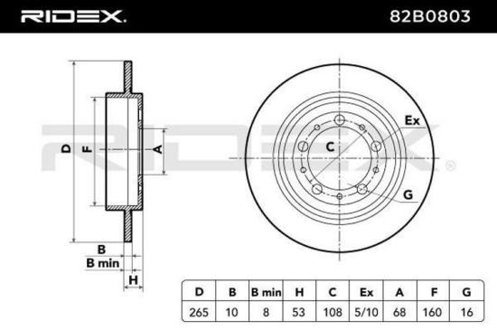 RIDEX 82B0803 2x Bremsscheiben Hinten Ø265mm voll für VOLVO 940 II Kombi Bild RIDEX 82B0803 2x Bremsscheiben Hinten Ø265mm voll für VOLVO 940 II Kombi