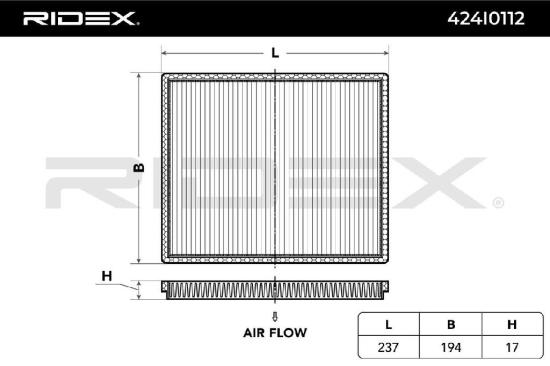 RIDEX 424I0112 Innenraumfilter Pollenfilter Höhe: 15 Breite: 202 Länge: 241 Bild RIDEX 424I0112 Innenraumfilter Pollenfilter Höhe: 15 Breite: 202 Länge: 241
