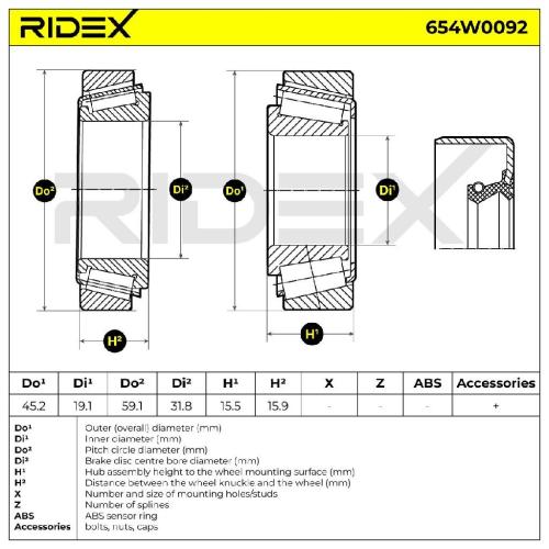 RIDEX 654W0092 Radlagersatz pro 1 Rad Vorne beidseitig passend für MERCEDES-BENZ Bild RIDEX 654W0092 Radlagersatz pro 1 Rad Vorne beidseitig passend für MERCEDES-BENZ