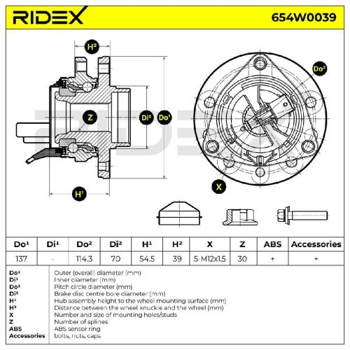 RIDEX 654W0039 Radlagersatz pro 1 Rad Vorne beidseitig für OPEL Vectra C Caravan Bild RIDEX 654W0039 Radlagersatz pro 1 Rad Vorne beidseitig für OPEL Vectra C Caravan