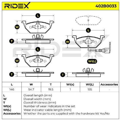 RIDEX Bremsbelagsatz Bremsbeläge Vorne für VW Golf 5II Schrägheck Golf 5I (5K1) Bild RIDEX Bremsbelagsatz Bremsbeläge Vorne für VW Golf 5II Schrägheck Golf 5I (5K1)