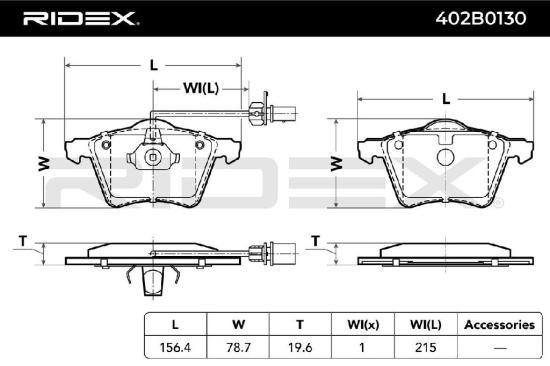 RIDEX Bremsbelagsatz Bremsbeläge Vorne für VW Transporter T1V Bus SHARAN Bild RIDEX Bremsbelagsatz Bremsbeläge Vorne für VW Transporter T1V Bus SHARAN