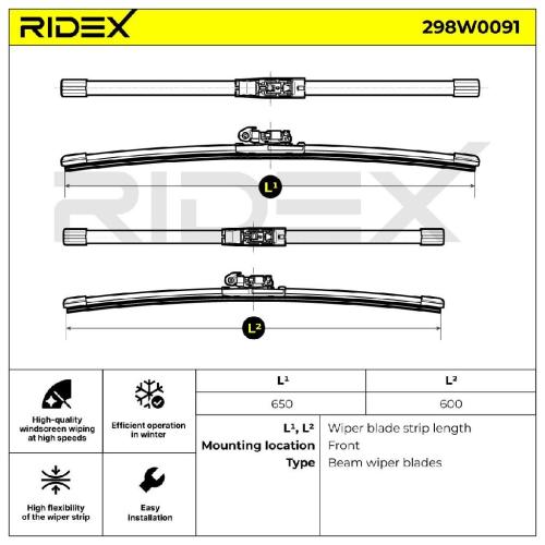 RIDEX Scheibenwischer Satz Wischerblätter Satz mit Spoiler Vorne Länge 1: 650mm Bild RIDEX Scheibenwischer Satz Wischerblätter Satz mit Spoiler Vorne Länge 1: 650mm