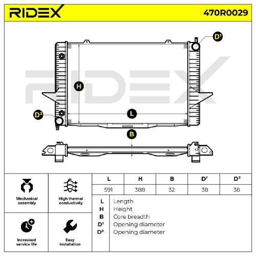 RIDEX 470R0029 Motorkühler / Wasserkühler für Fahrzeuge mit kombiniertem Bild RIDEX 470R0029 Motorkühler / Wasserkühler für Fahrzeuge mit kombiniertem
