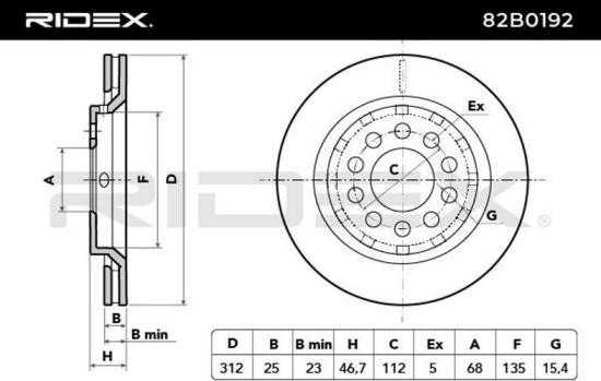 RIDEX 82B0192 2x Bremsscheiben Vorne Ø312mm Belüftet für AUDI A4 Avant Bild RIDEX 82B0192 2x Bremsscheiben Vorne Ø312mm Belüftet für AUDI A4 Avant