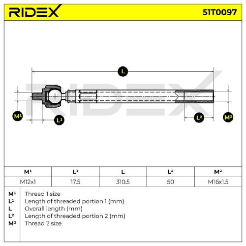RIDEX Axialgelenk Spurstange Vorne für CITROËN XM (Y4) Bild RIDEX Axialgelenk Spurstange Vorne für CITROËN XM (Y4)