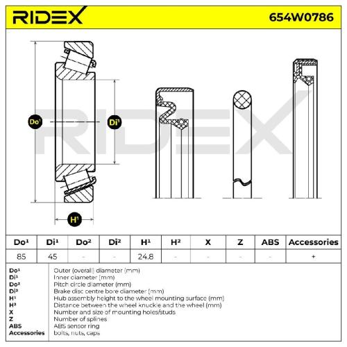 RIDEX 654W0786 Radlagersatz pro 1 Rad Hinten für NISSAN PATROL Hardtop (K160) Bild RIDEX 654W0786 Radlagersatz pro 1 Rad Hinten für NISSAN PATROL Hardtop (K160)