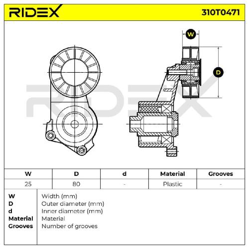 RIDEX 310T0471 Spannrolle Keilrippenriemen passend für MERCEDES-BENZ 190 (W201) Bild RIDEX 310T0471 Spannrolle Keilrippenriemen passend für MERCEDES-BENZ 190 (W201)