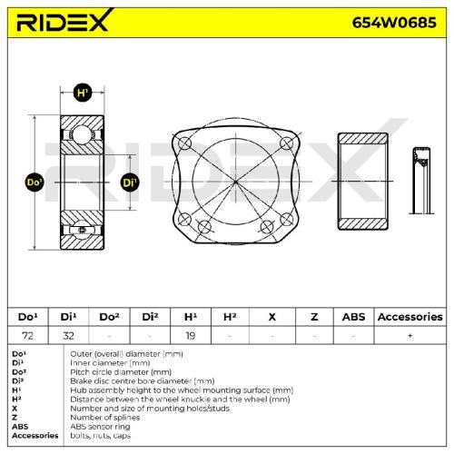 RIDEX 654W0685 Radlagersatz pro 1 Rad Hinten für NISSAN Serena (C23) 4323278100 Bild RIDEX 654W0685 Radlagersatz pro 1 Rad Hinten für NISSAN Serena (C23) 4323278100