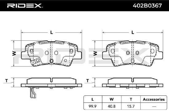 RIDEX Bremsbelagsatz Bremsbeläge Hinten für HYUNDAI Tucson (TL, TLE) für KIA Bild RIDEX Bremsbelagsatz Bremsbeläge Hinten für HYUNDAI Tucson (TL, TLE) für KIA