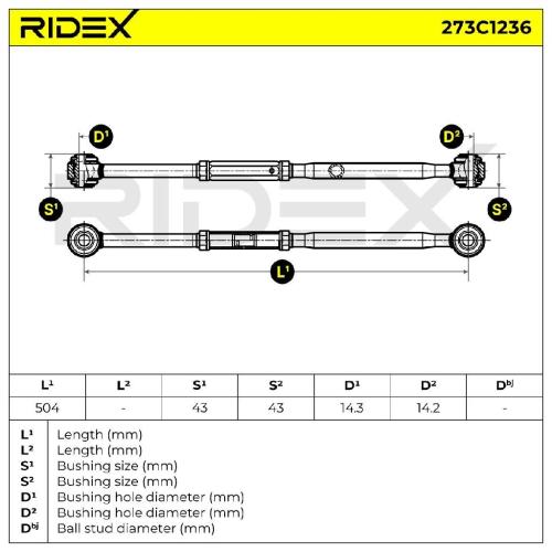 RIDEX 273C1236 Lenker Radaufhängung Querlenker Rear rechts für TOYOTA 4873006030 Bild RIDEX 273C1236 Lenker Radaufhängung Querlenker Rear rechts für TOYOTA 4873006030