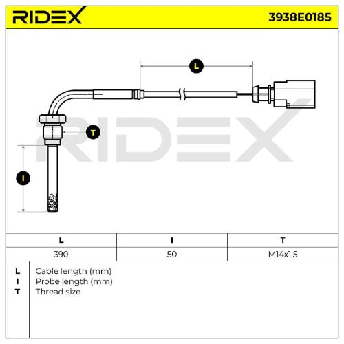 RIDEX 3938E0185 Abgastemperatursensor für AUDI A6 Avant (4F5, C6) 38906088A Bild RIDEX 3938E0185 Abgastemperatursensor für AUDI A6 Avant (4F5, C6) 38906088A