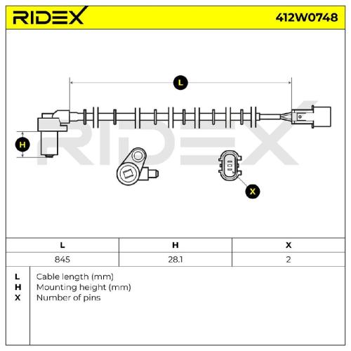 RIDEX ABS-Sensor 412W0748 vorne links für MITSUBISHI PAJERO III (V7W, V6W) Bild RIDEX ABS-Sensor 412W0748 vorne links für MITSUBISHI PAJERO III (V7W, V6W)