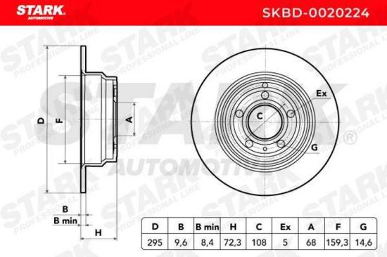 STARK SKBD-0020224 1x Bremsscheibe Hinten Ø295mm voll für VOLVO V70 I (875, 876) Bild STARK SKBD-0020224 1x Bremsscheibe Hinten Ø295mm voll für VOLVO V70 I (875, 876)
