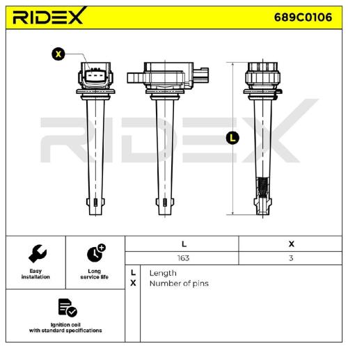 RIDEX 689C0106 Zündspule 12V für NISSAN Qashqai / Qashqai +2 I (J10, NJ10) Bild RIDEX 689C0106 Zündspule 12V für NISSAN Qashqai / Qashqai +2 I (J10, NJ10)
