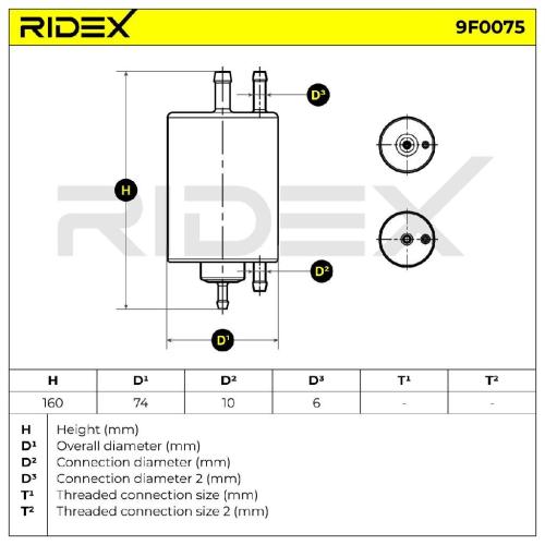 RIDEX 9F0075 Kraftstofffilter Petrol Filter Line Filter K05097053AA K05097052AA Bild RIDEX 9F0075 Kraftstofffilter Petrol Filter Line Filter K05097053AA K05097052AA