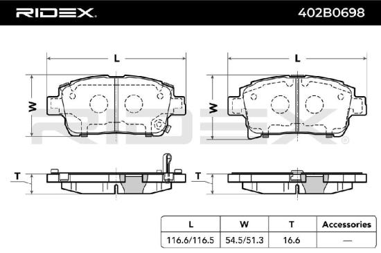 RIDEX Bremsbelagsatz Bremsbeläge Vorne für TOYOTA Yaris Schrägheck (P1) COROLLA Bild RIDEX Bremsbelagsatz Bremsbeläge Vorne für TOYOTA Yaris Schrägheck (P1) COROLLA