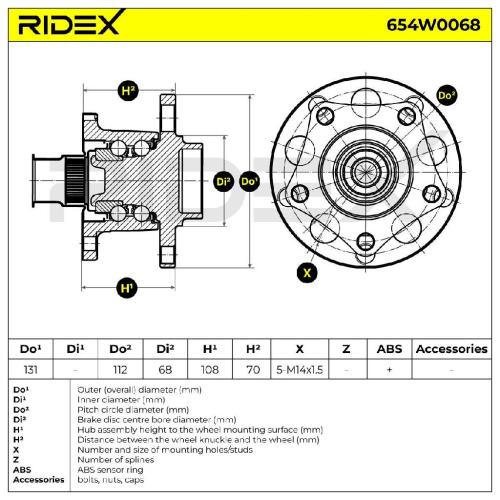 RIDEX 654W0068 Radlagersatz pro 1 Rad Hinten beidseitig für VW Golf 5 Schrägheck Bild RIDEX 654W0068 Radlagersatz pro 1 Rad Hinten beidseitig für VW Golf 5 Schrägheck