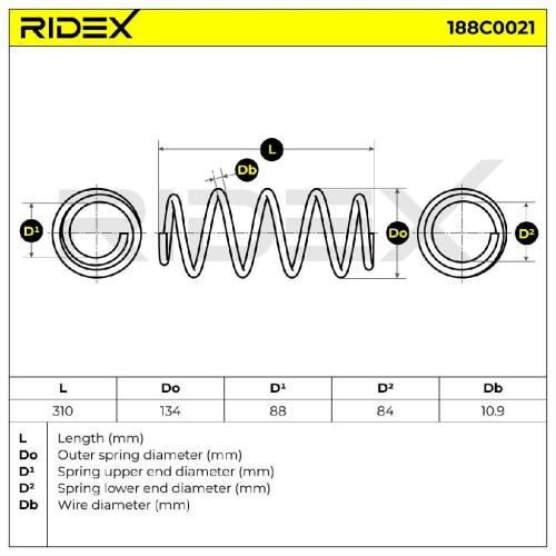 RIDEX 188C0021 2x Federn Fahrwerksfedern Vorne für OPEL Corsa C Schrägheck Bild RIDEX 188C0021 2x Federn Fahrwerksfedern Vorne für OPEL Corsa C Schrägheck