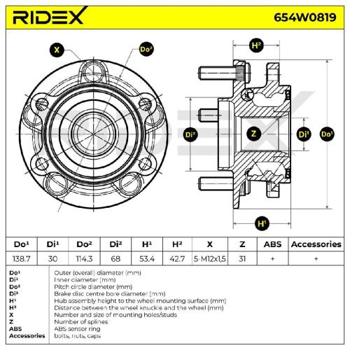 RIDEX 654W0819 Radlagersatz pro 1 Rad Vorne beidseitig für MAZDA CX-5 (KE, GH) Bild RIDEX 654W0819 Radlagersatz pro 1 Rad Vorne beidseitig für MAZDA CX-5 (KE, GH)
