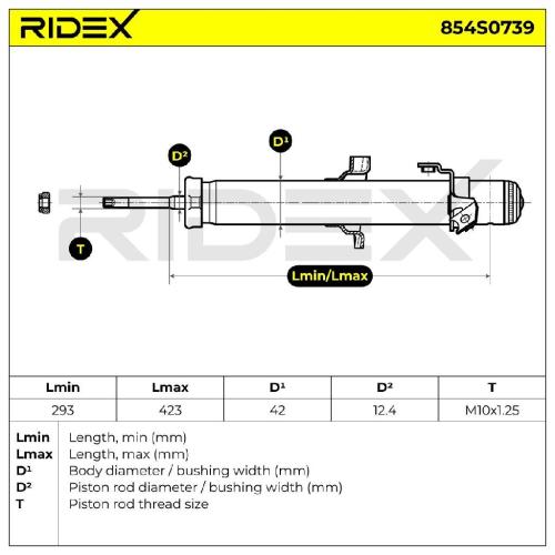 RIDEX 854S0739 1x Stoßdämpfer Gasdruck Vorne links für HONDA ACCORD IV (CB) Bild RIDEX 854S0739 1x Stoßdämpfer Gasdruck Vorne links für HONDA ACCORD IV (CB)
