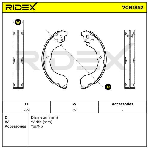 RIDEX Bremsbacken Satz für Trommelbremse Hinten für NISSAN Note (E11, NE11) Bild RIDEX Bremsbacken Satz für Trommelbremse Hinten für NISSAN Note (E11, NE11)