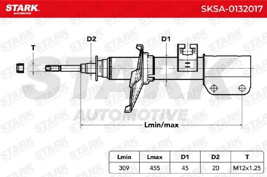 STARK SKSA-0132017 1x Stoßdämpfer Federbein Gasdruck Vorne rechts für SUZUKI Bild STARK SKSA-0132017 1x Stoßdämpfer Federbein Gasdruck Vorne rechts für SUZUKI