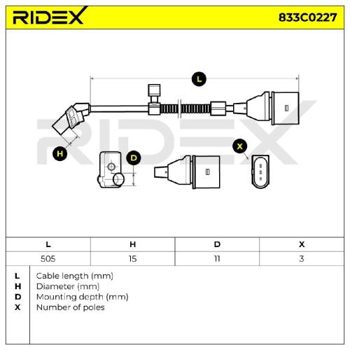 RIDEX Kurbelwellensensor 833C0227 510 mm 505 mm für VW Golf 1V Variant (1J5) Bild RIDEX Kurbelwellensensor 833C0227 510 mm 505 mm für VW Golf 1V Variant (1J5)