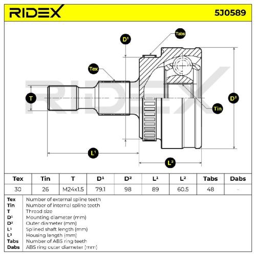 RIDEX 5J0589 Gelenksatz Antriebswelle Achswelle Vorne radseitig A1633300101 Bild RIDEX 5J0589 Gelenksatz Antriebswelle Achswelle Vorne radseitig A1633300101