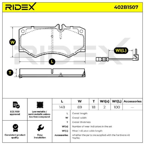 RIDEX Bremsbelagsatz Bremsbeläge Vorne passend für MERCEDES-BENZ G-Klasse SUV Bild RIDEX Bremsbelagsatz Bremsbeläge Vorne passend für MERCEDES-BENZ G-Klasse SUV