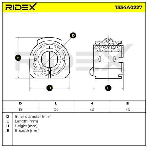 RIDEX 1334A0227 Stabilisatorlager Gummilager Lagerung Hinten Rechts Links Bild RIDEX 1334A0227 Stabilisatorlager Gummilager Lagerung Hinten Rechts Links