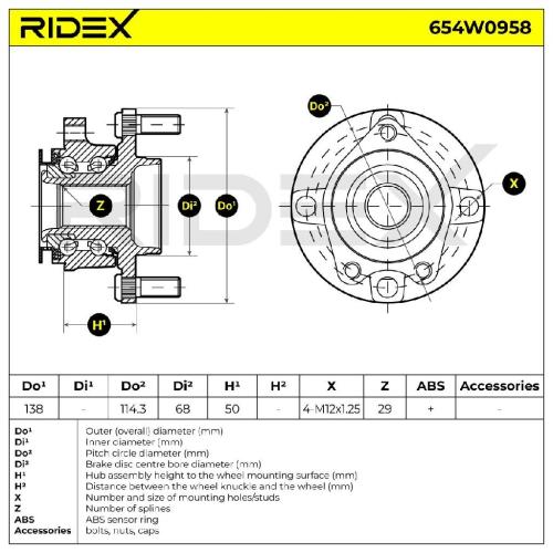 RIDEX 654W0958 Radlagersatz pro 1 Rad Vorne für NISSAN NV200 / Evalia Bus Bild RIDEX 654W0958 Radlagersatz pro 1 Rad Vorne für NISSAN NV200 / Evalia Bus