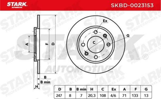 STARK SKBD-0023153 2x Bremsscheiben Hinten Ø247mm voll passend für PEUGEOT Bild STARK SKBD-0023153 2x Bremsscheiben Hinten Ø247mm voll passend für PEUGEOT