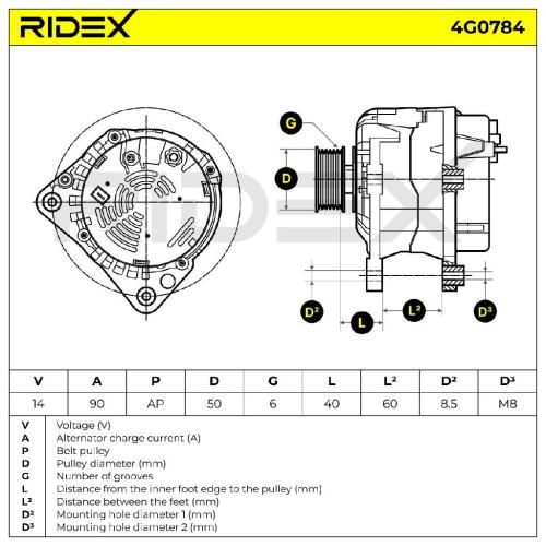 RIDEX 4G0784 Lichtmaschine 90A 12V Drehrichtung im Uhrzeigersinn mit für VW Bild RIDEX 4G0784 Lichtmaschine 90A 12V Drehrichtung im Uhrzeigersinn mit für VW