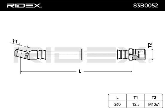RIDEX Bremsschlauch 83B0052 VORNE beidseitig HINTEN VORNE BREMSSCHLÄUCHE Länge: Bild RIDEX Bremsschlauch 83B0052 VORNE beidseitig HINTEN VORNE BREMSSCHLÄUCHE Länge:
