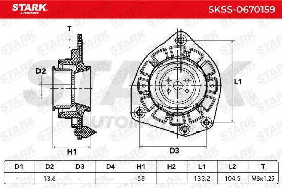 STARK SKSS-0670159 Federbeinstützlager ohne Kugellager Vorne beidseitig Bild STARK SKSS-0670159 Federbeinstützlager ohne Kugellager Vorne beidseitig