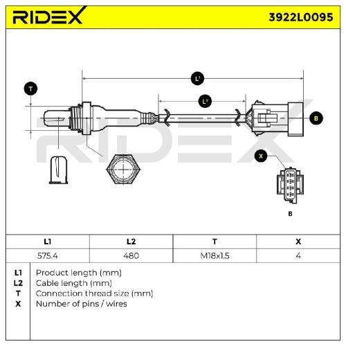 RIDEX 3922L0095 Lambdasonde Oxygen O2 Sensor Beheizt für BMW 1 Schrägheck (F20) Bild RIDEX 3922L0095 Lambdasonde Oxygen O2 Sensor Beheizt für BMW 1 Schrägheck (F20)