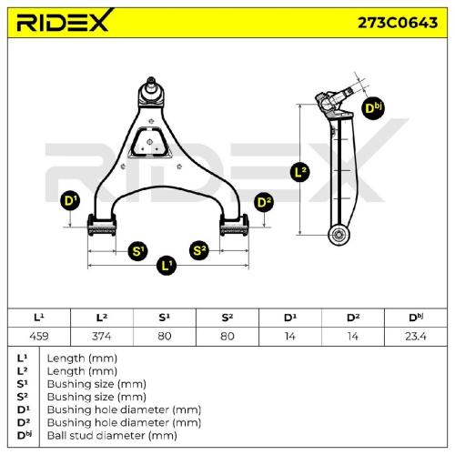 RIDEX 273C0643 Lenker Radaufhängung Querlenker Front passend für MERCEDES-BENZ Bild RIDEX 273C0643 Lenker Radaufhängung Querlenker Front passend für MERCEDES-BENZ