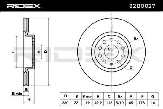 RIDEX 82B0027 2x Bremsscheiben Vorne Ø279,8mm Belüftet für VW Bild RIDEX 82B0027 2x Bremsscheiben Vorne Ø279,8mm Belüftet für VW