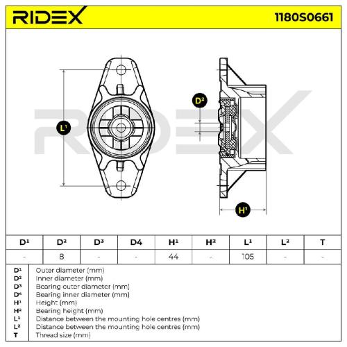 RIDEX 1180S0661 Federbeinstützlager Hinten beidseitig für FORD Kuga Mk2 (DM2) Bild RIDEX 1180S0661 Federbeinstützlager Hinten beidseitig für FORD Kuga Mk2 (DM2)