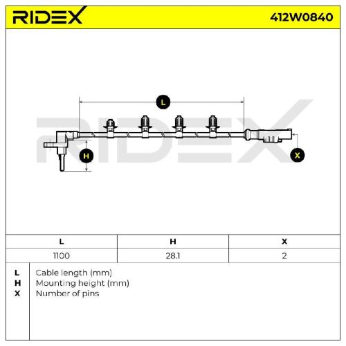 RIDEX ABS-Sensor 412W0840 Hinterachse rechts passend für MERCEDES-BENZ VIANO Bild RIDEX ABS-Sensor 412W0840 Hinterachse rechts passend für MERCEDES-BENZ VIANO