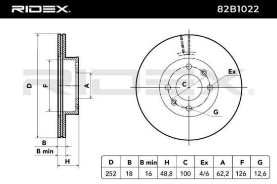 RIDEX 82B1022 2x Bremsscheiben Vorne Ø251,8mm Belüftet für HYUNDAI i10 (PA) Bild RIDEX 82B1022 2x Bremsscheiben Vorne Ø251,8mm Belüftet für HYUNDAI i10 (PA)